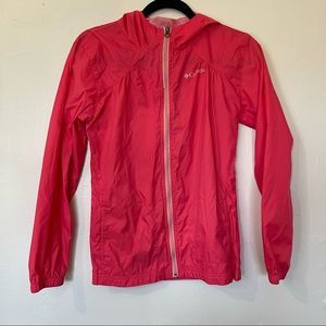 Columbia Neon Pink Girls Rain Jacket with Reflector